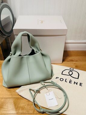 Polene Numero Neuf Mint Green Leather Handbag